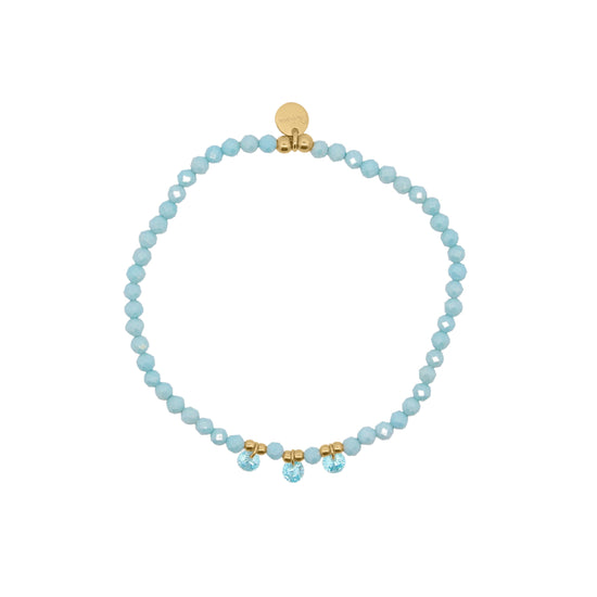 Bracciale elastico Rue Des Mille con sfere e zirconi turchesi