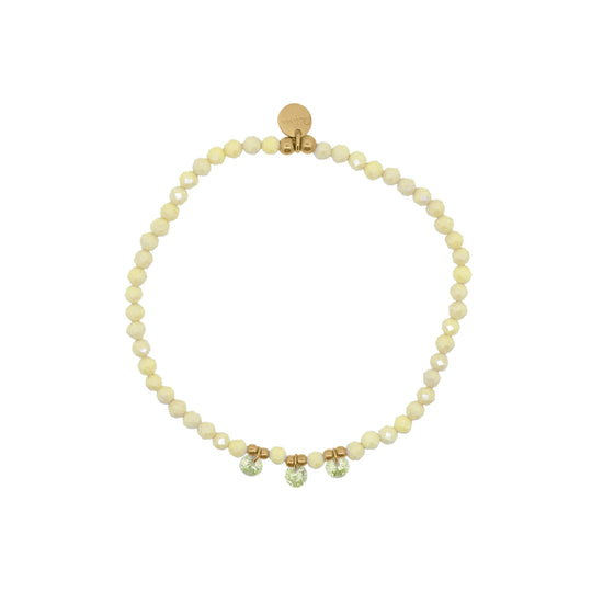 Bracciale elastico Rue Des Mille con sferette e zirconi verde
