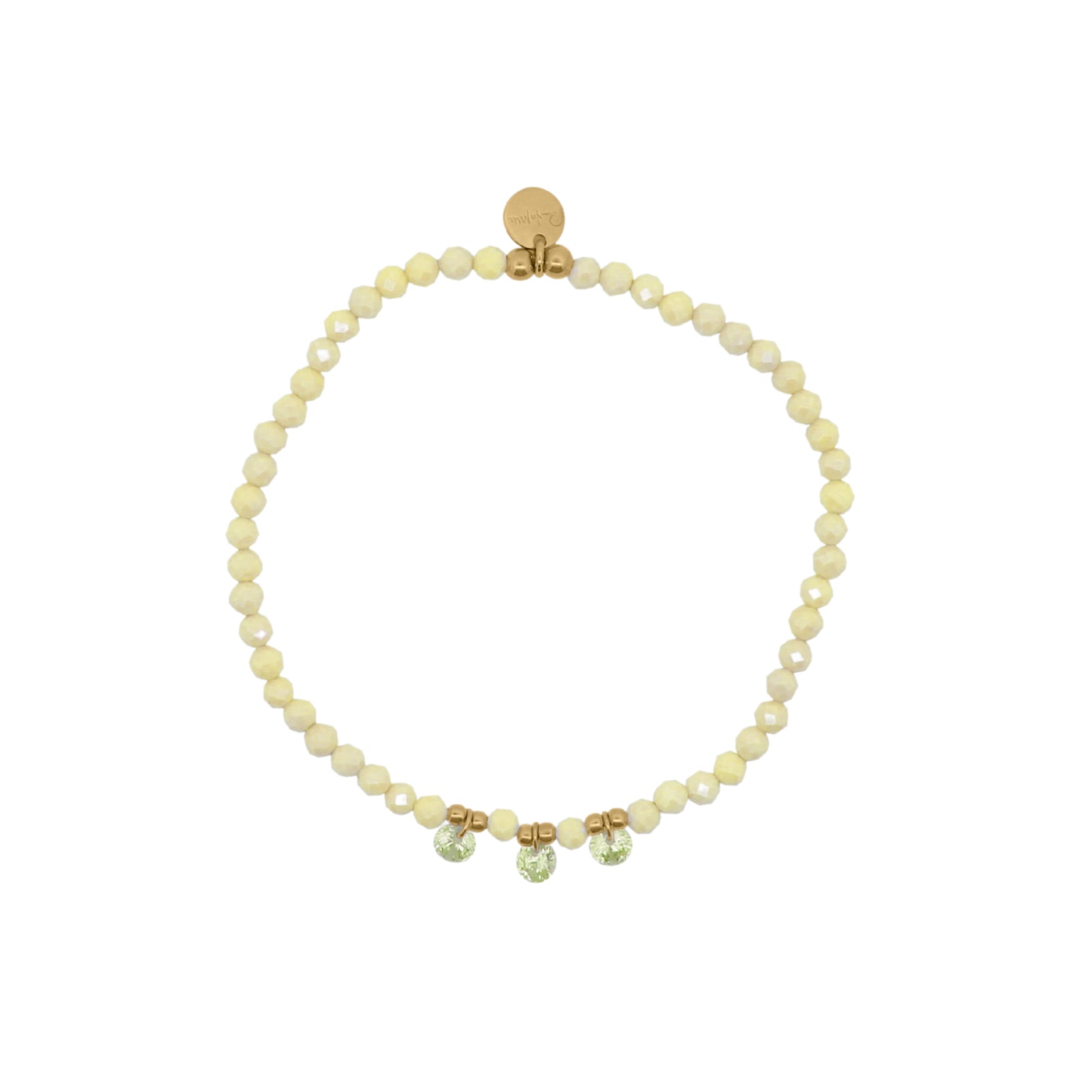 Bracciale elastico Rue Des Mille con sferette e zirconi verde