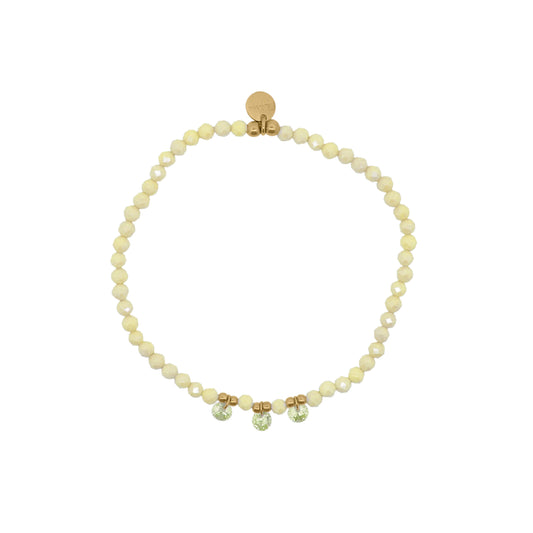 Bracciale elastico Rue Des Mille con sferette e zirconi verde