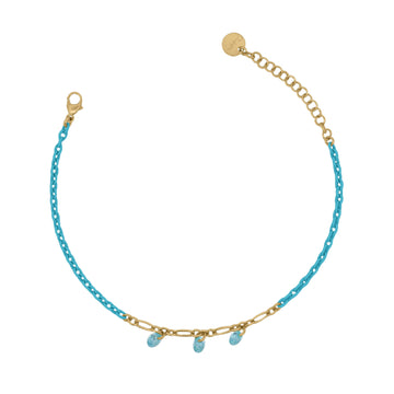 Bracciale Rue Des Mille argento vernice e zirconi turchese