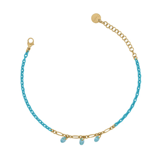 Bracciale Rue Des Mille argento vernice e zirconi turchese