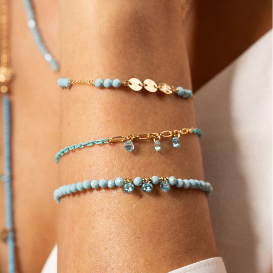 Bracciale Rue Des Mille argento vernice e zirconi turchese