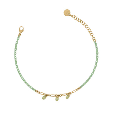 Bracciale Rue Des Mille argento con vernice e zirconi verde
