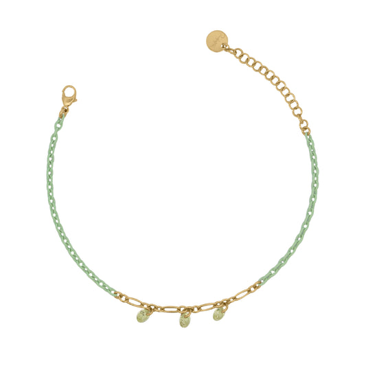 Bracciale Rue Des Mille argento con vernice e zirconi verde