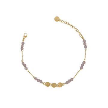 Bracciale donna Rue Des Mille argento dorato e sfere marroni Regolabile 15-18 cm