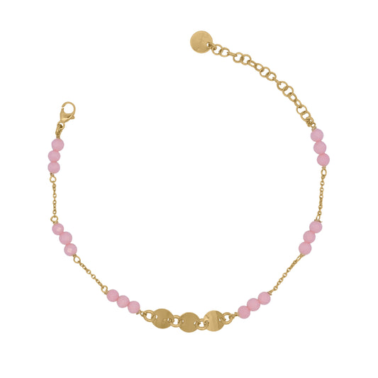 Bracciale Rue Des Mille argento zirconi rosa e medagliette