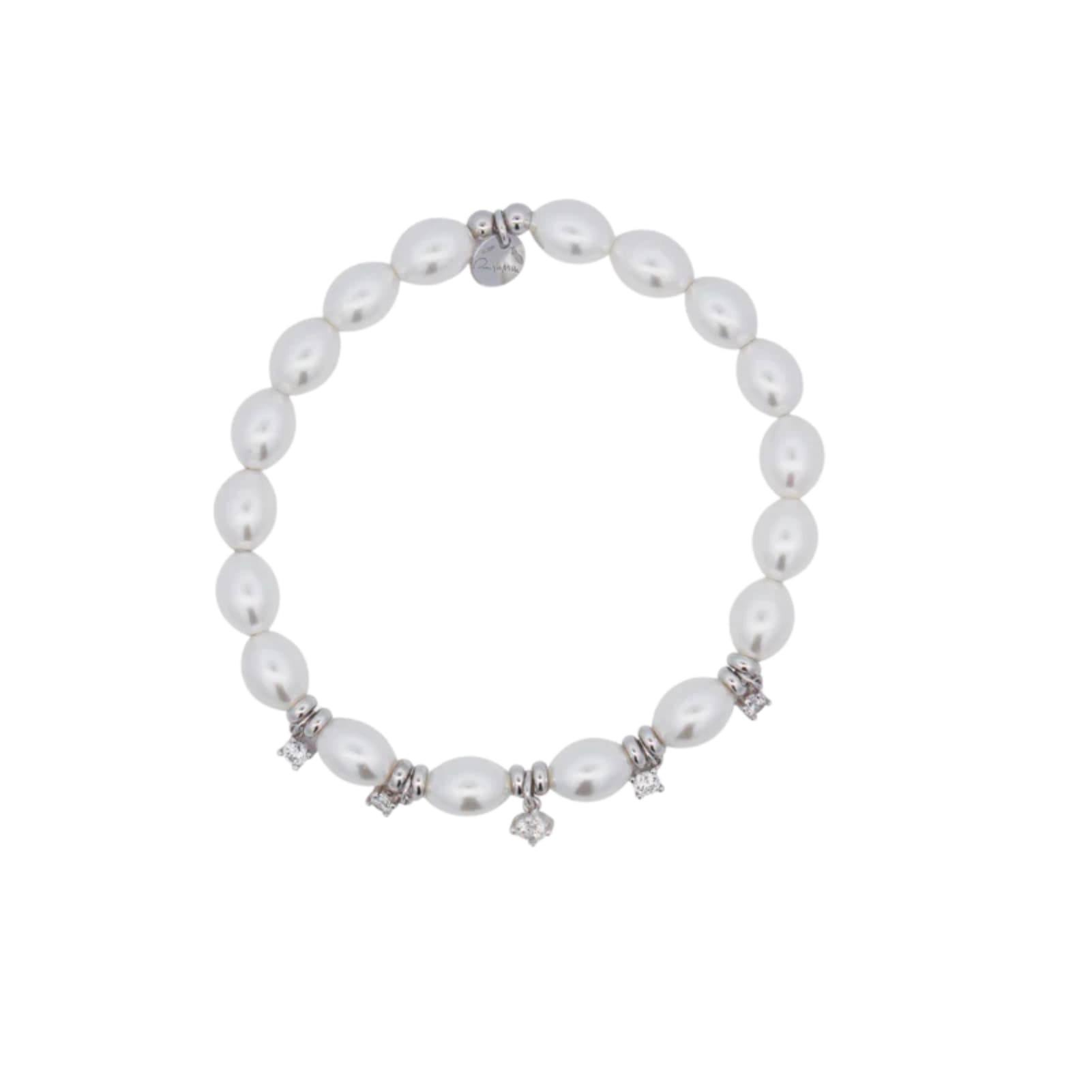 Bracciale elastico Rue Des Mille in argento con perle elastico