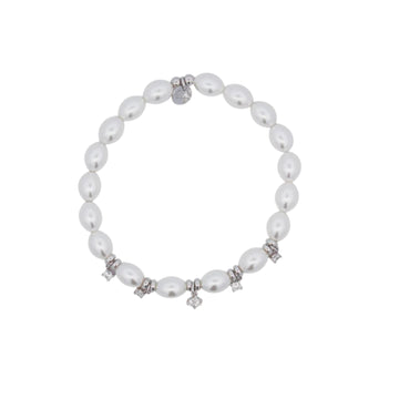 Bracciale elastico Rue Des Mille in argento con perle elastico