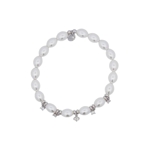 Bracciale elastico Rue Des Mille in argento con perle elastico