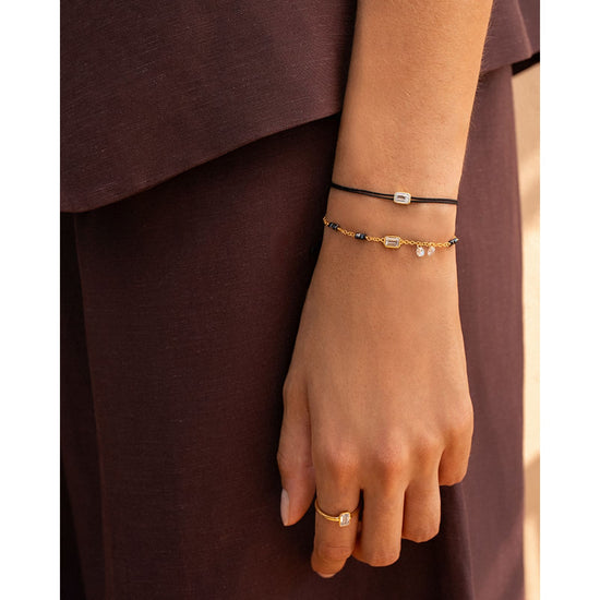 Bracciale Rue Des Mille Iris in cordino nero con zircone REGOLABILE