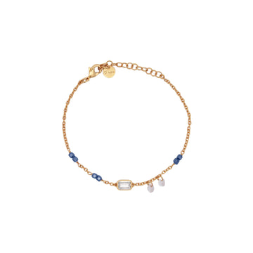 Bracciale catena Rue Des Mille Iris in argento perline blu 19 cm