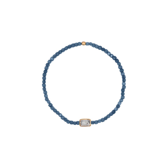 Bracciale elastico Rue Des Mille Iris argento perline blu elastico