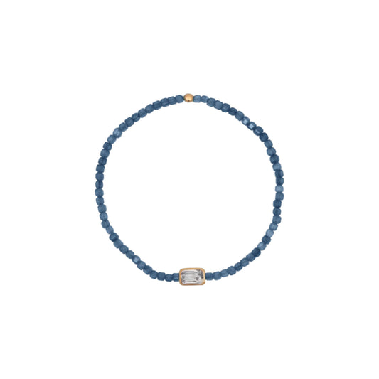 Bracciale elastico Rue Des Mille Iris argento perline blu elastico