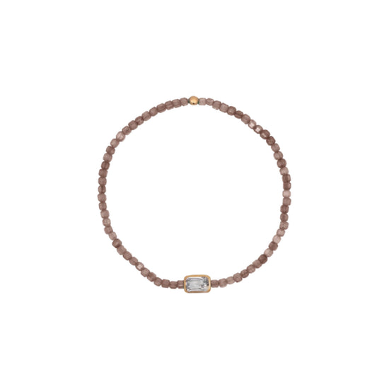 Bracciale elastico Rue Des Mille Iris argento perline marroni elastico