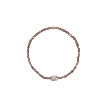 Bracciale elastico Rue Des Mille Iris argento perline marroni elastico