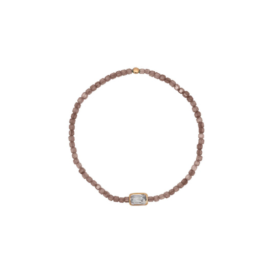 Bracciale elastico Rue Des Mille Iris argento perline marroni elastico