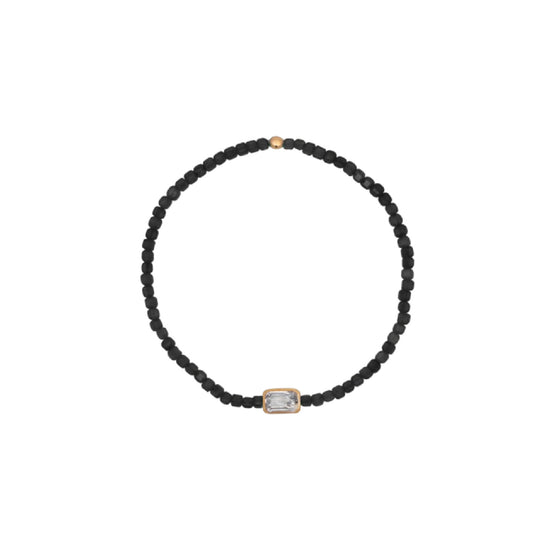 Bracciale elastico Rue Des Mille Iris argento perline nere elastico