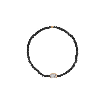 Bracciale elastico Rue Des Mille Iris argento perline nere elastico