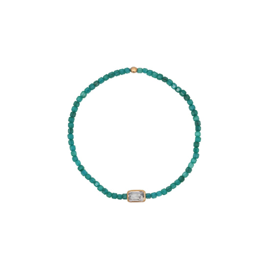 Bracciale elastico Rue Des Mille Iris argento perline verdi elastico
