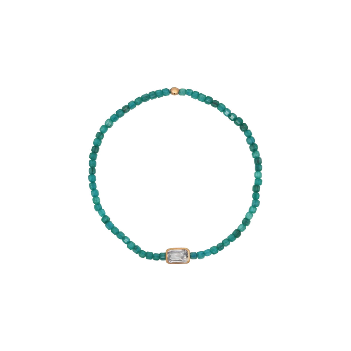 Bracciale elastico Rue Des Mille Iris argento perline verdi elastico