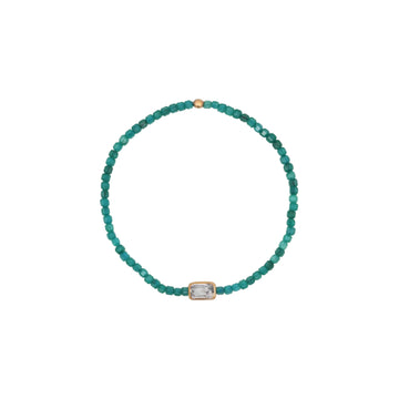 Bracciale elastico Rue Des Mille Iris argento perline verdi elastico