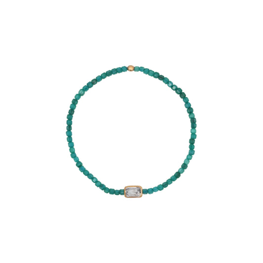 Bracciale elastico Rue Des Mille Iris argento perline verdi elastico