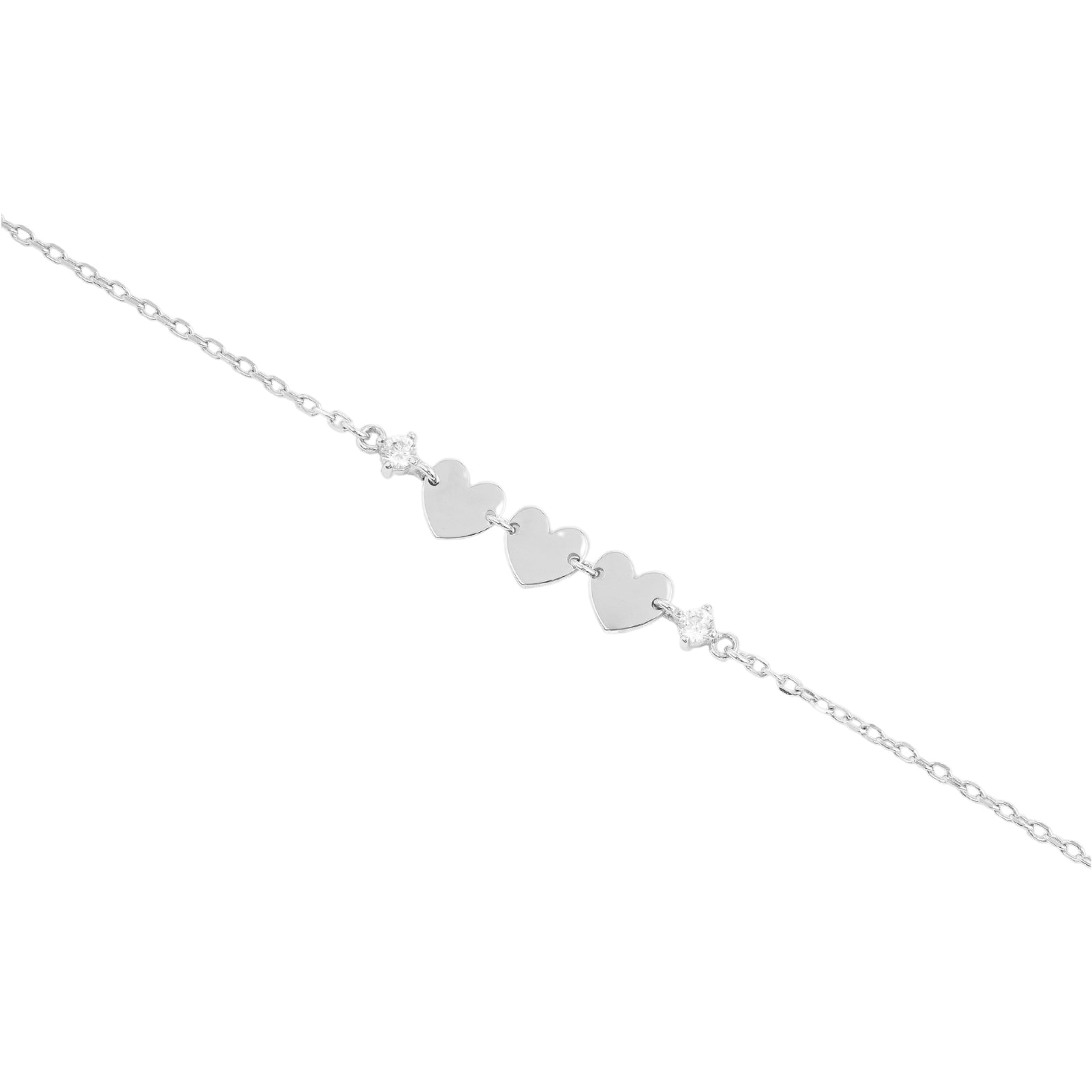 Bracciale donna Rue Des Mille in argento con cuori e zirconi Regolabile 15-18 cm