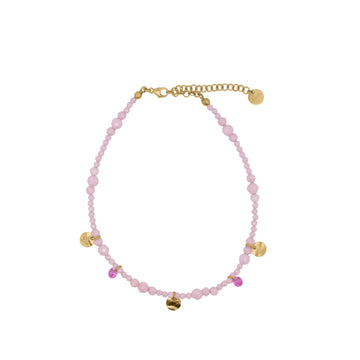 Cavigliera Rue Des Mille argento zirconi rosa e medagliette