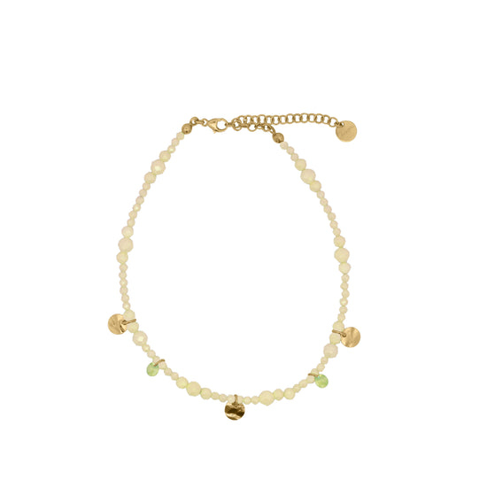 Cavigliera Rue Des Mille argento zirconi verdi e medagliette