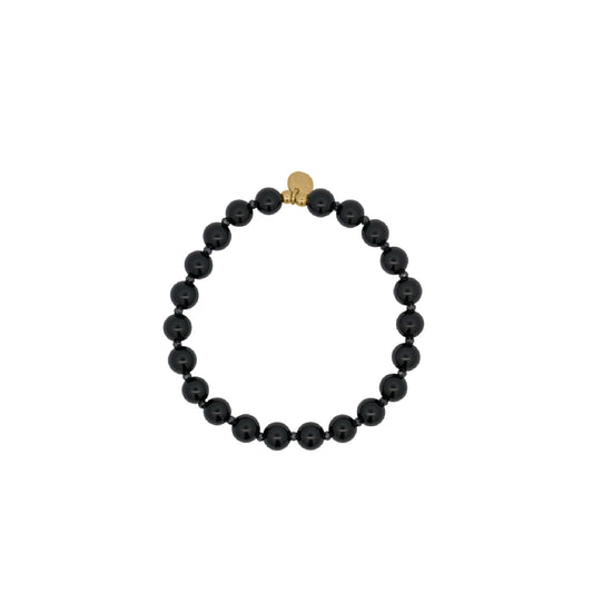 Bracciale Rue Des Mille Charm Bar con agata nera e zirconi elastico