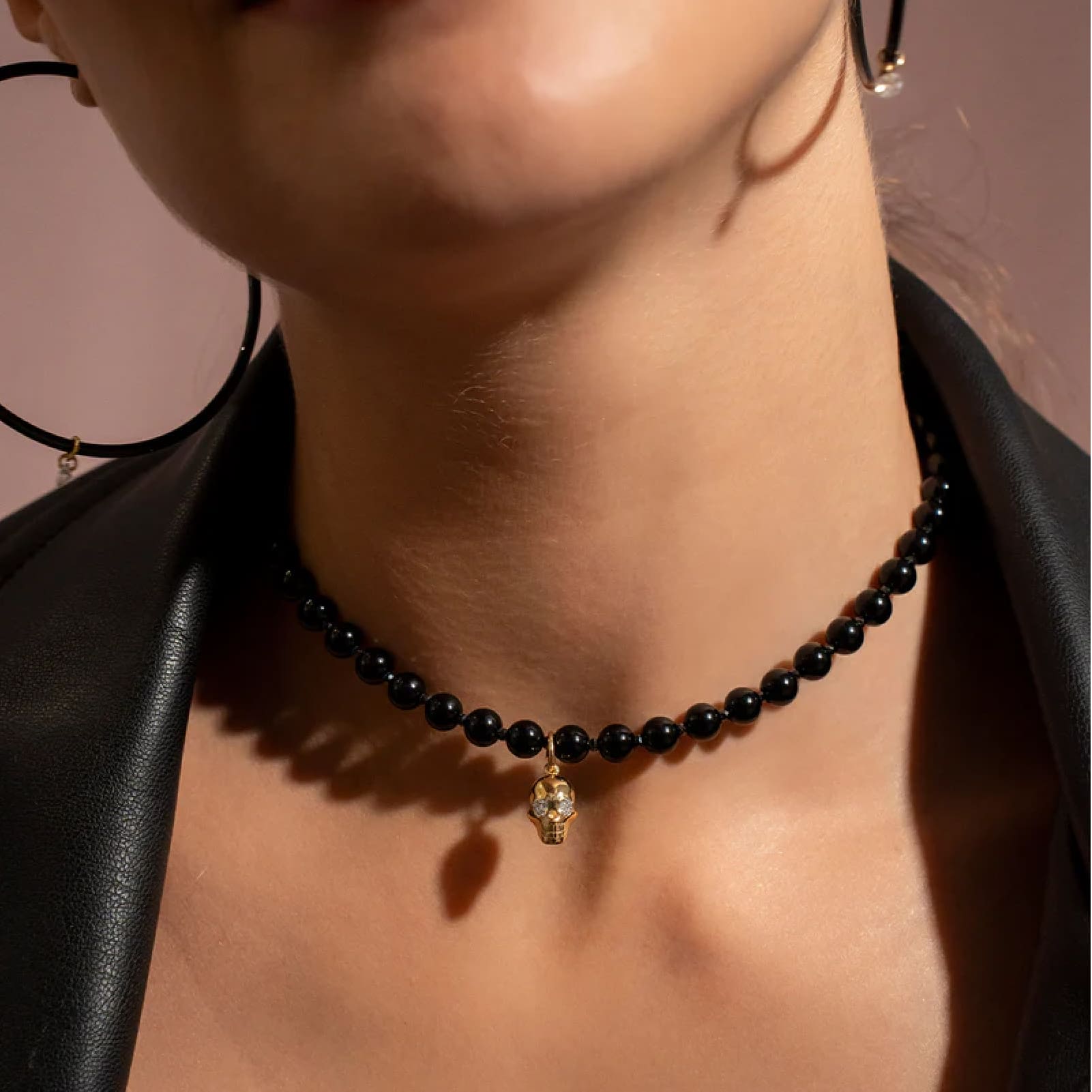 Collana Rue Des Mille Charm Bar con agata nera e zirconi MISURA UNICA