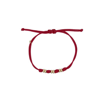 Bracciale Rue Des Mille in tessuto bordeaux con rondelle REGOLABILE