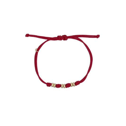 Bracciale Rue Des Mille in tessuto bordeaux con rondelle REGOLABILE