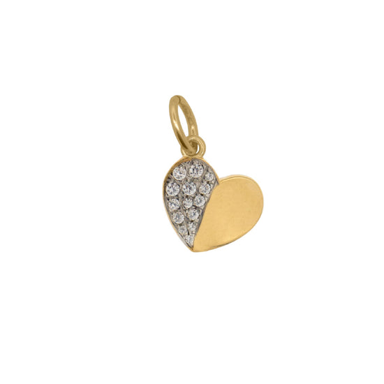 Charm Bar Rue Des Mille argento dorato a cuore con zirconi MISURA UNICA