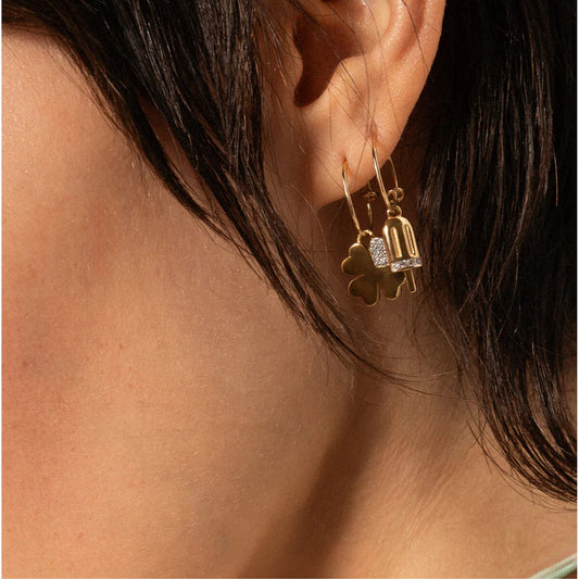 Charm Bar Rue Des Mille argento dorato quadrifoglio zirconi MISURA UNICA