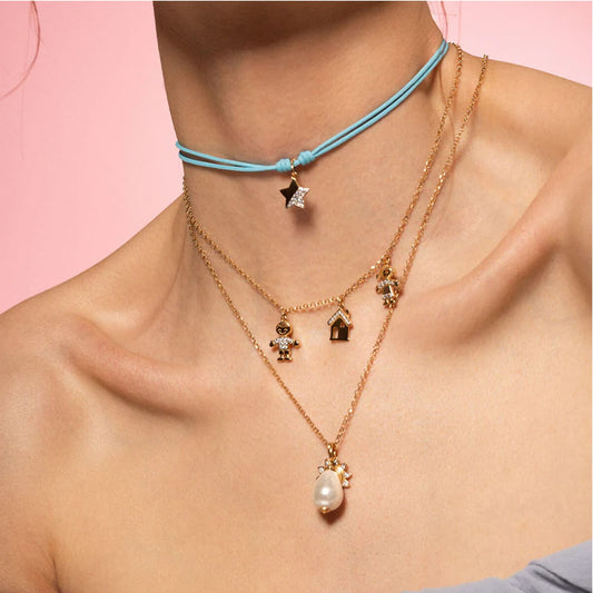 Charm Bar Rue Des Mille argento dorato a stella con zirconi MISURA UNICA