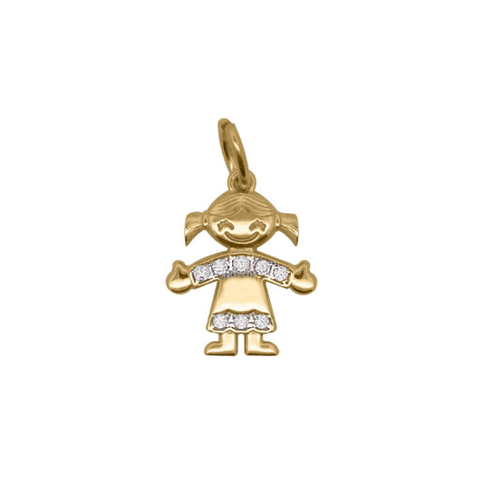 Charm Bar Rue Des Mille argento dorato a bimba con zirconi MISURA UNICA
