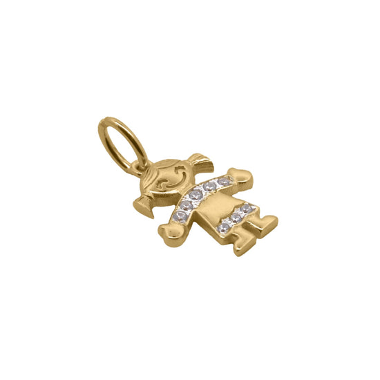 Charm Bar Rue Des Mille argento dorato a bimba con zirconi MISURA UNICA