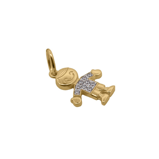 Charm Bar Rue Des Mille argento dorato a bimbo con zirconi MISURA UNICA