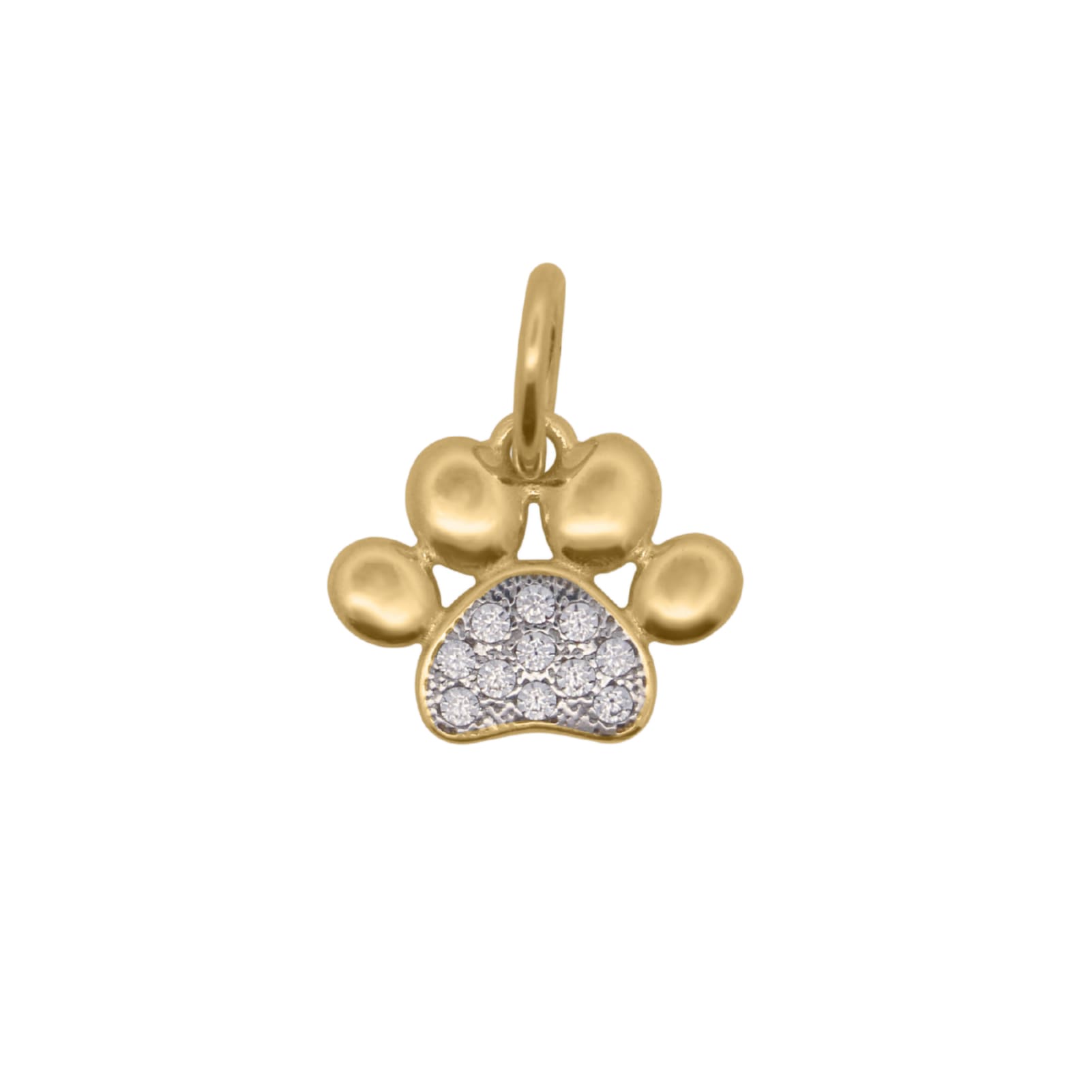 Charm Bar Rue Des Mille argento dorato a zampa con zirconi MISURA UNICA