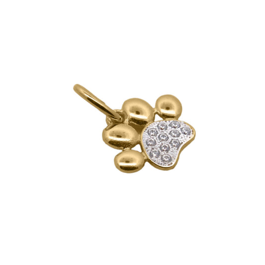 Charm Bar Rue Des Mille argento dorato a zampa con zirconi MISURA UNICA
