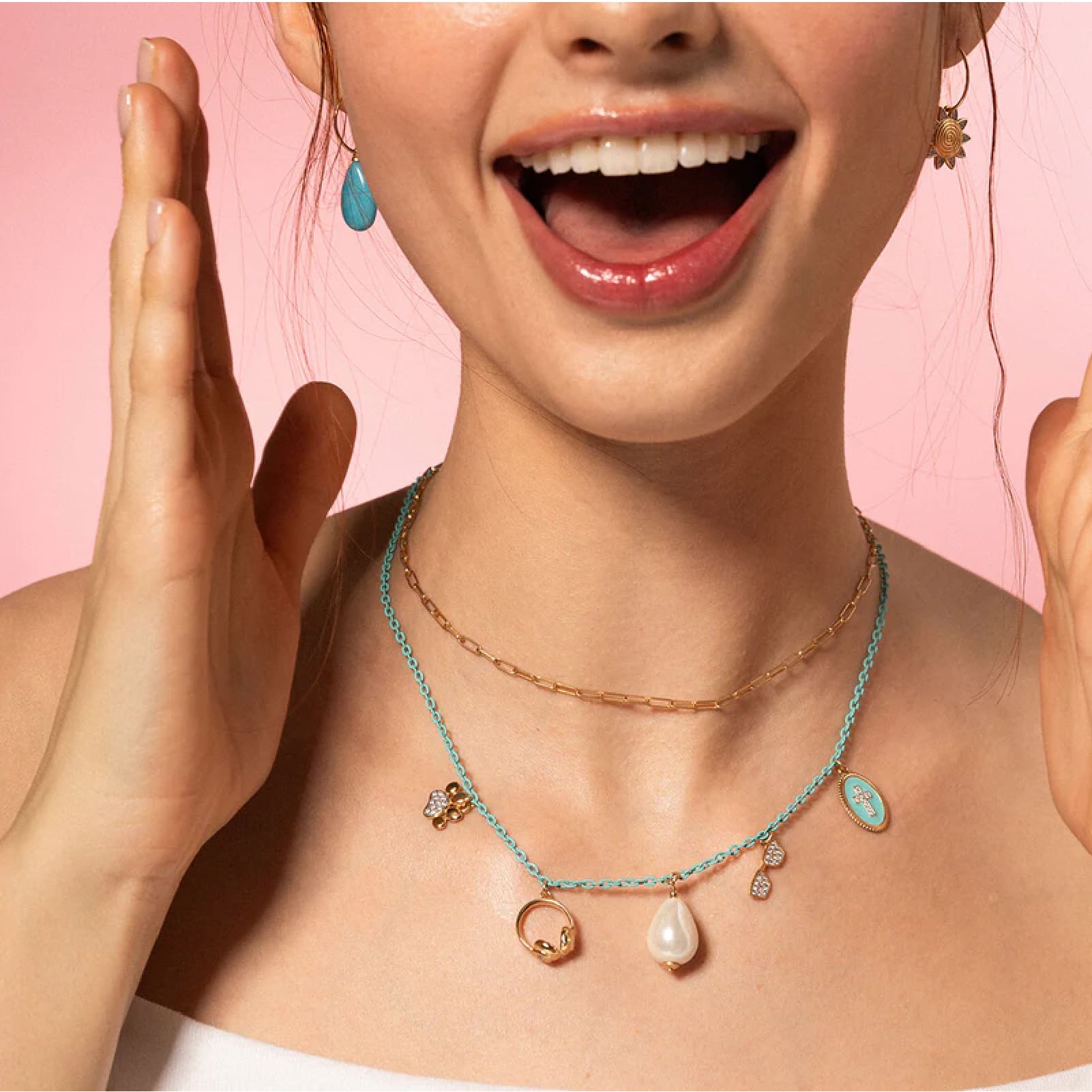 Charm Bar Rue Des Mille argento dorato a zampa con zirconi MISURA UNICA