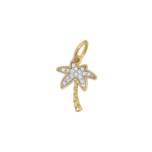 Charm Bar Rue Des Mille argento dorato a palma con zirconi MISURA UNICA