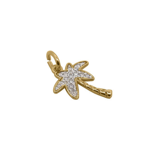 Charm Bar Rue Des Mille argento dorato a palma con zirconi MISURA UNICA