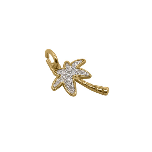 Charm Bar Rue Des Mille argento dorato a palma con zirconi MISURA UNICA