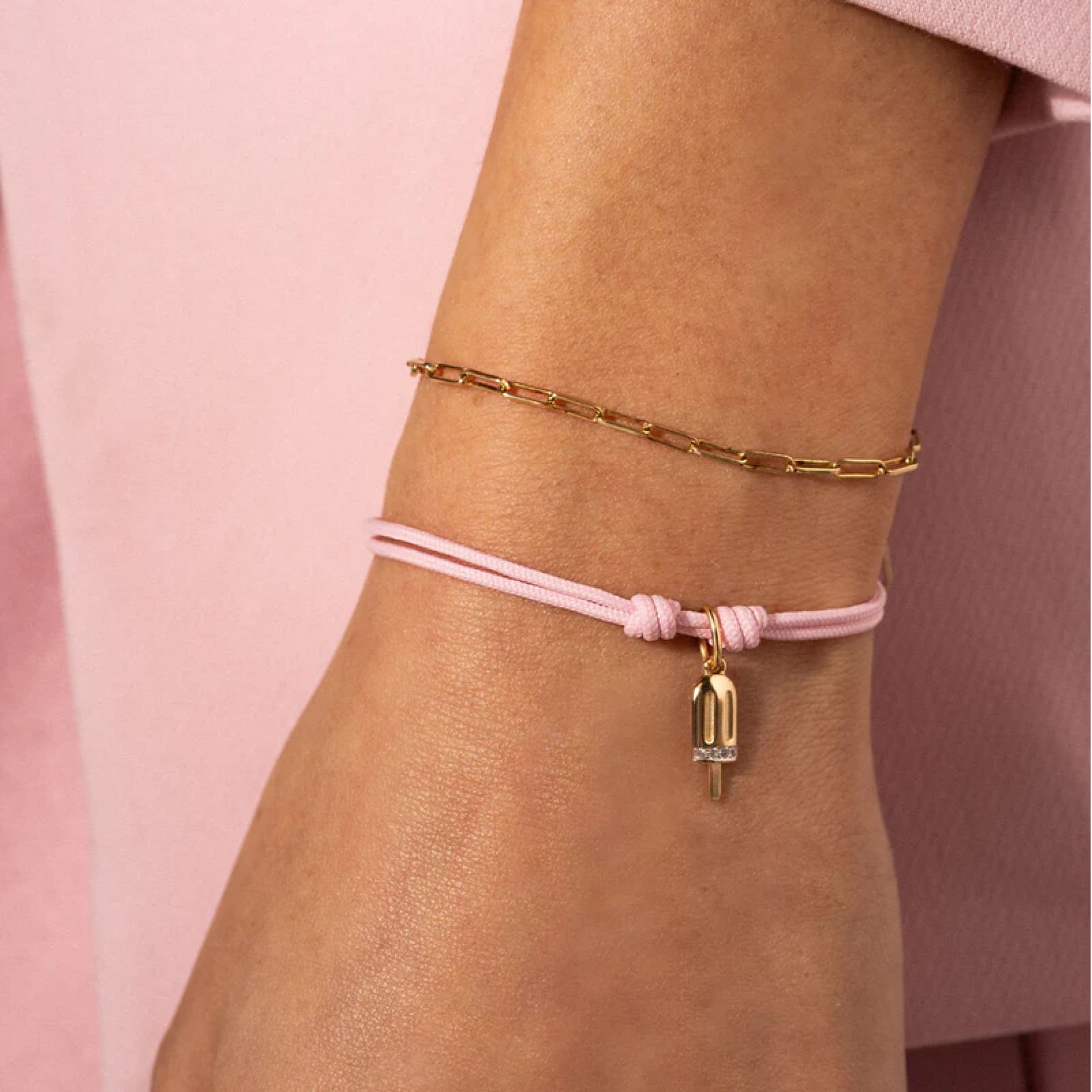 Charm Bar Rue Des Mille argento dorato ghiacciolo e zirconi MISURA UNICA