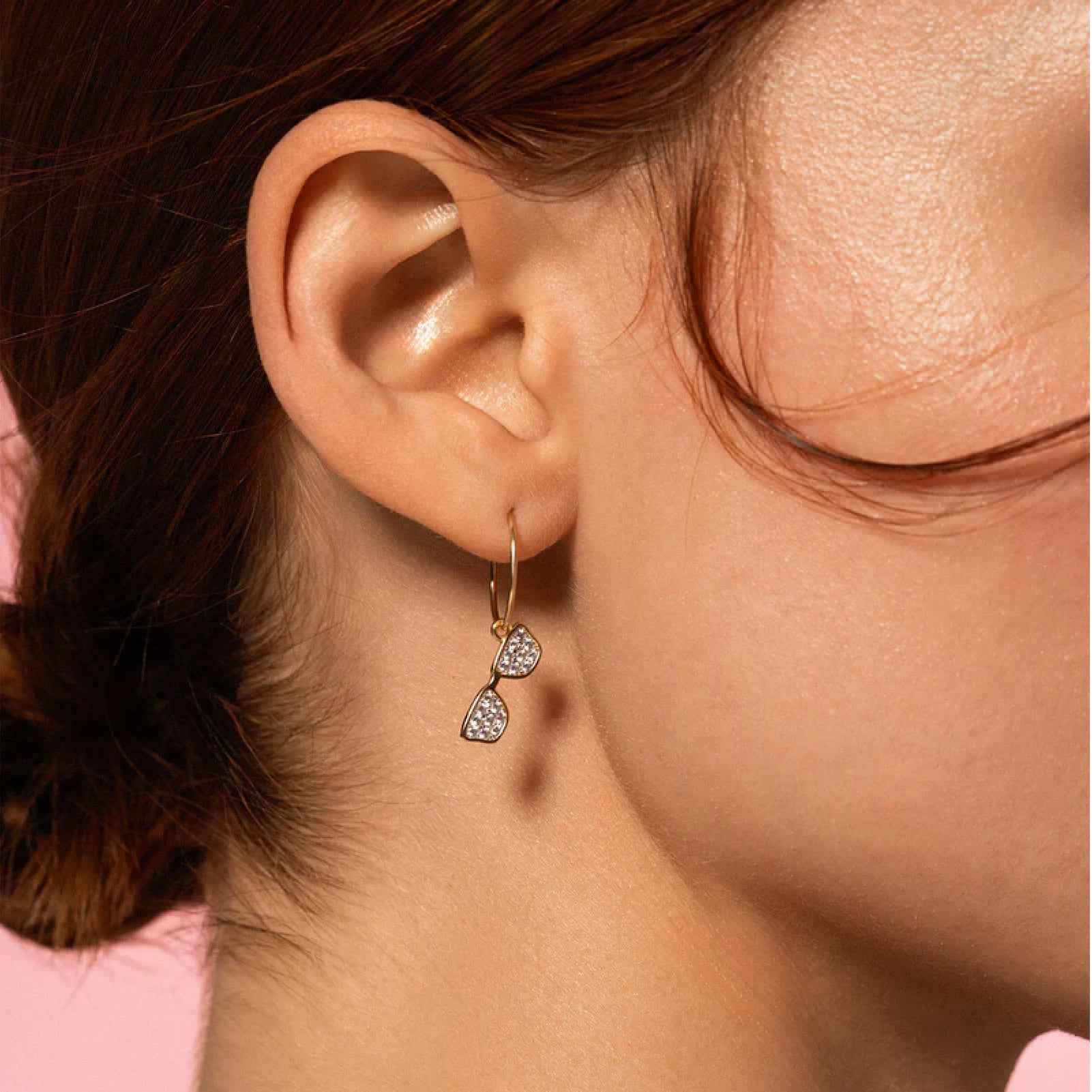 Charm Bar Rue Des Mille argento dorato occhiali con zirconi MISURA UNICA