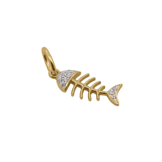 Charm Bar Rue Des Mille argento dorato a lisca con zirconi MISURA UNICA