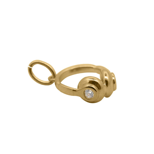 Charm Bar Rue Des Mille in argento dorato a forma di cuffie MISURA UNICA